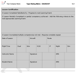 Lesson Record Sign off
